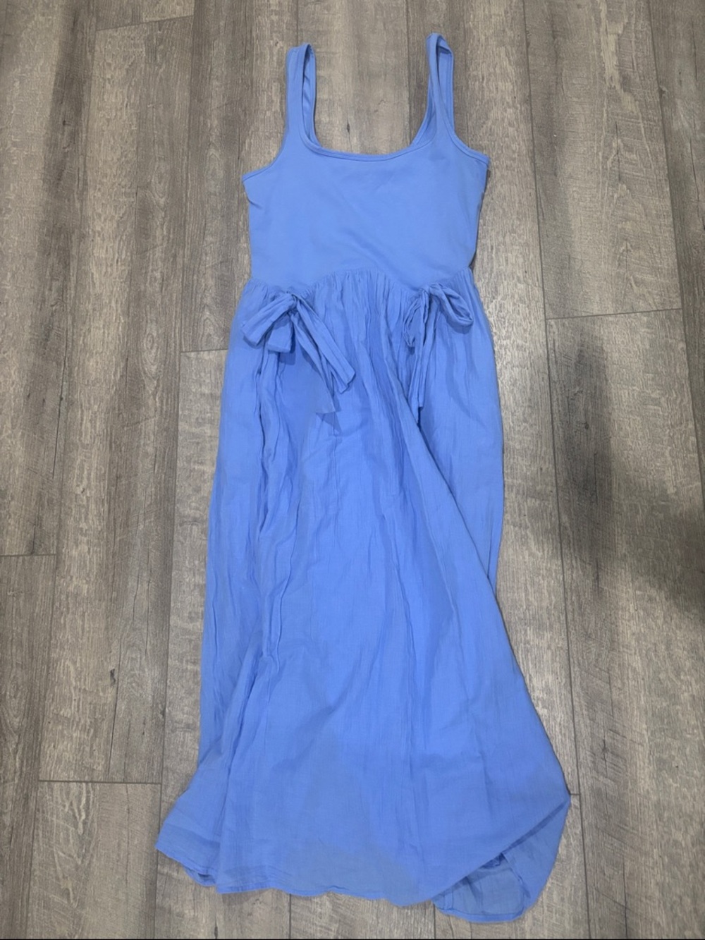 aerie Light Blue Sleeveless Maxi Dress with Waist Ties